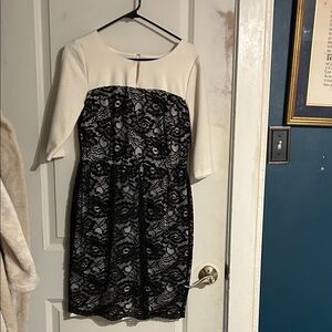 Elegant Black and Cream Lace Dress
